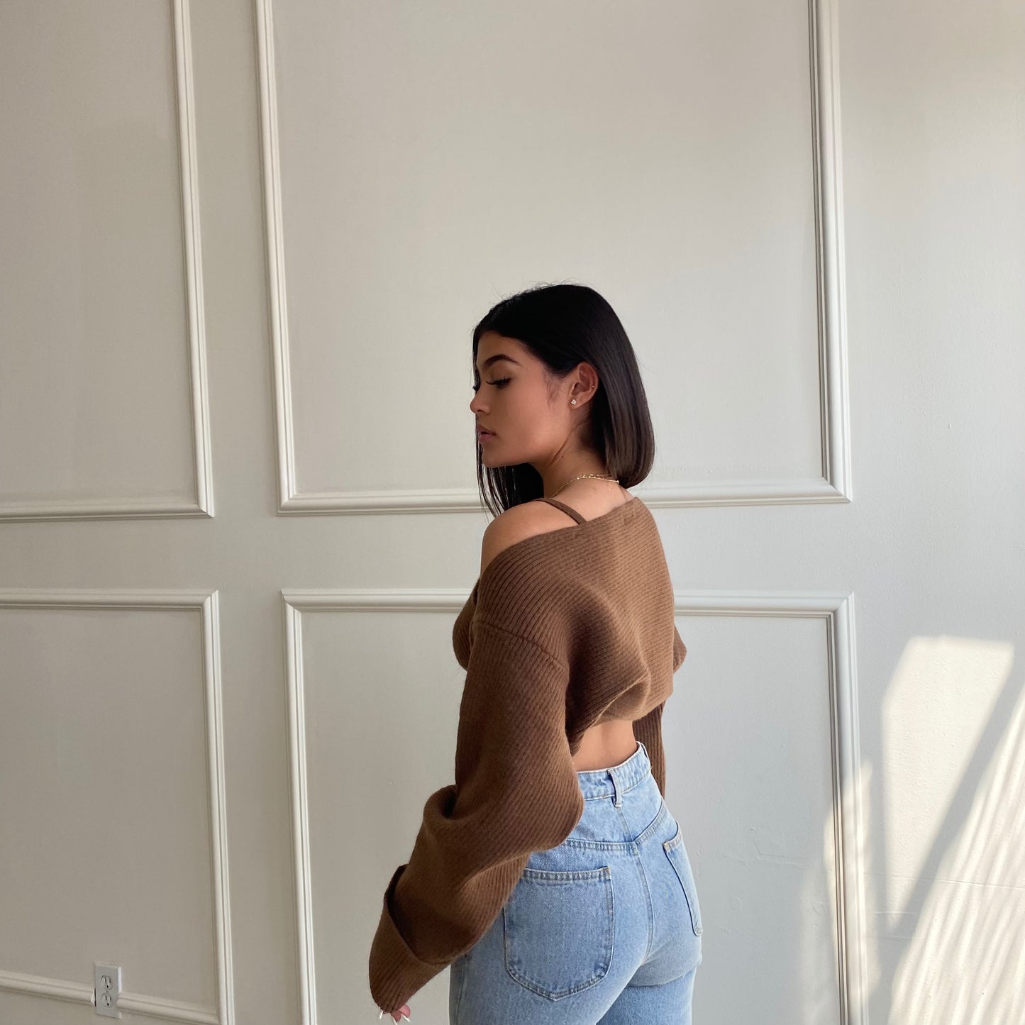 Coffee Knit Bra + Shrug Set