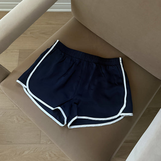 Navy Satin Shorts