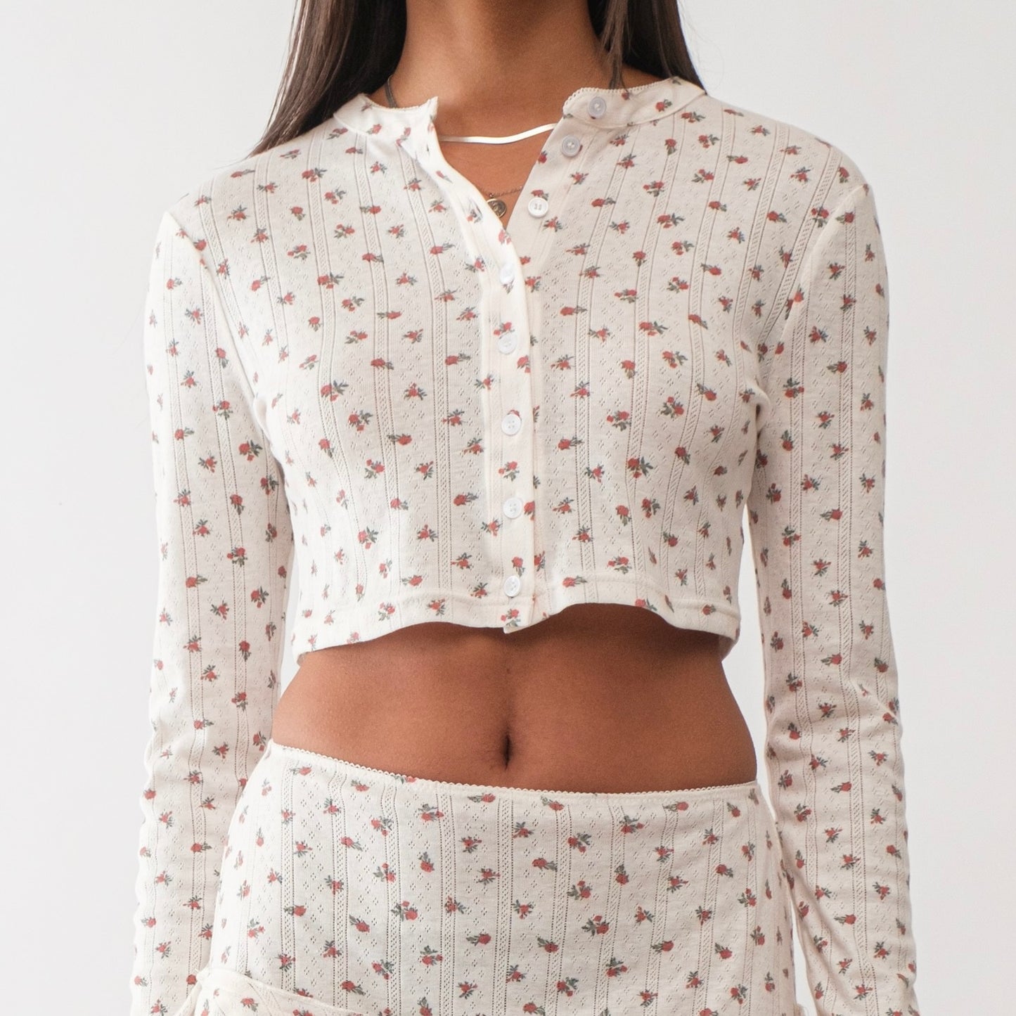 Rosie Pointelle Knit Button Up Top