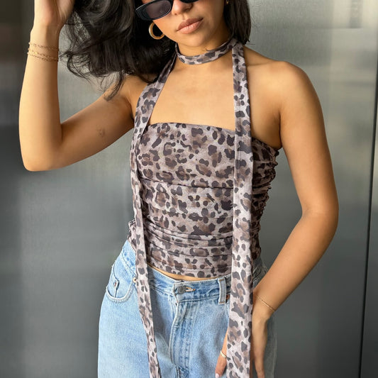 Cheetah Scarf Tube Top