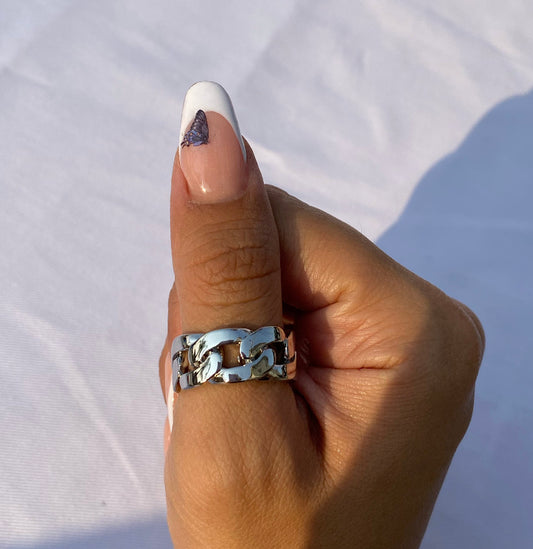 Silver Cuban Link Ring